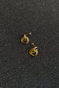 14k gold plated brass circle charm studs