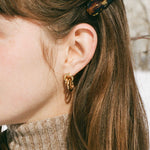 14k gold plated brass circle charm studs