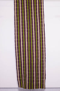 Green burgundy sand striped cotton long aso oke cloth