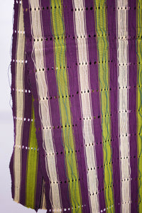 Green burgundy sand striped cotton long aso oke cloth