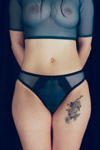 Load image into Gallery viewer, teal sheer lace low rise curtain panty
