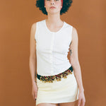light yellow cotton spandex A line mini skort
