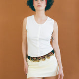 light yellow cotton spandex A line mini skort
