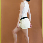 light yellow cotton spandex A line mini skort
