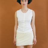 light yellow cotton spandex A line mini skort