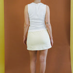 light yellow cotton spandex A line mini skort