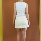 light yellow cotton spandex A line mini skort