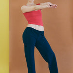 navy silky polyester straight leg lounge pant