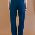 navy silky polyester straight leg lounge pant