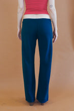 Load image into Gallery viewer, navy silky polyester straight leg lounge pant