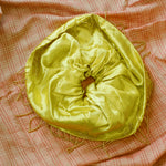 yellow silk mashroo beaded large statement scrunchie