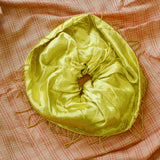 yellow silk mashroo beaded large statement scrunchie