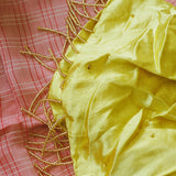 yellow silk mashroo beaded large statement scrunchie