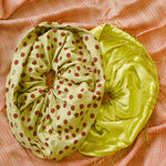 yellow silk mashroo beaded large statement scrunchie