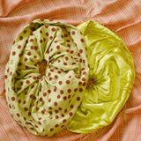 yellow silk mashroo beaded large statement scrunchie