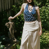 BEADED WAISTBAND WRAP SKIRT IN WHITE