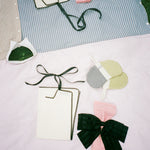 cotton poly denim green pinstripe bean pot bitts