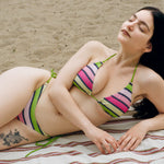 polyester polyamide elastane watermelon stripe triangle bikini bottom