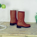 terracotta calf leather thigh high wide boot