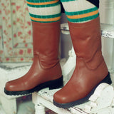 terracotta calf leather thigh high wide boot