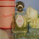Parisian perfume glass bottle gold seashell topper