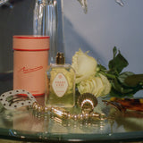 Parisian perfume glass bottle gold seashell topper