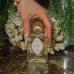 Parisian perfume glass bottle gold seashell topper