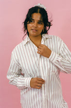 Load image into Gallery viewer, THE BIG BUTTON UP IN BURGUNDY STRIPE