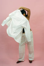 Load image into Gallery viewer, THE BIG BUTTON UP IN BURGUNDY STRIPE