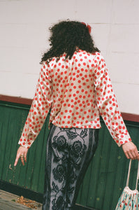 BLOCK PRINT CARDIGAN WITH BEADED FRINGE