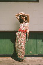 Load image into Gallery viewer, BLOCK PRINTED SARONG DRESS WITH NETTING IN CREAM/RED/TEAL