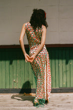 Load image into Gallery viewer, BLOCK PRINTED SARONG DRESS WITH NETTING IN CREAM/RED/TEAL