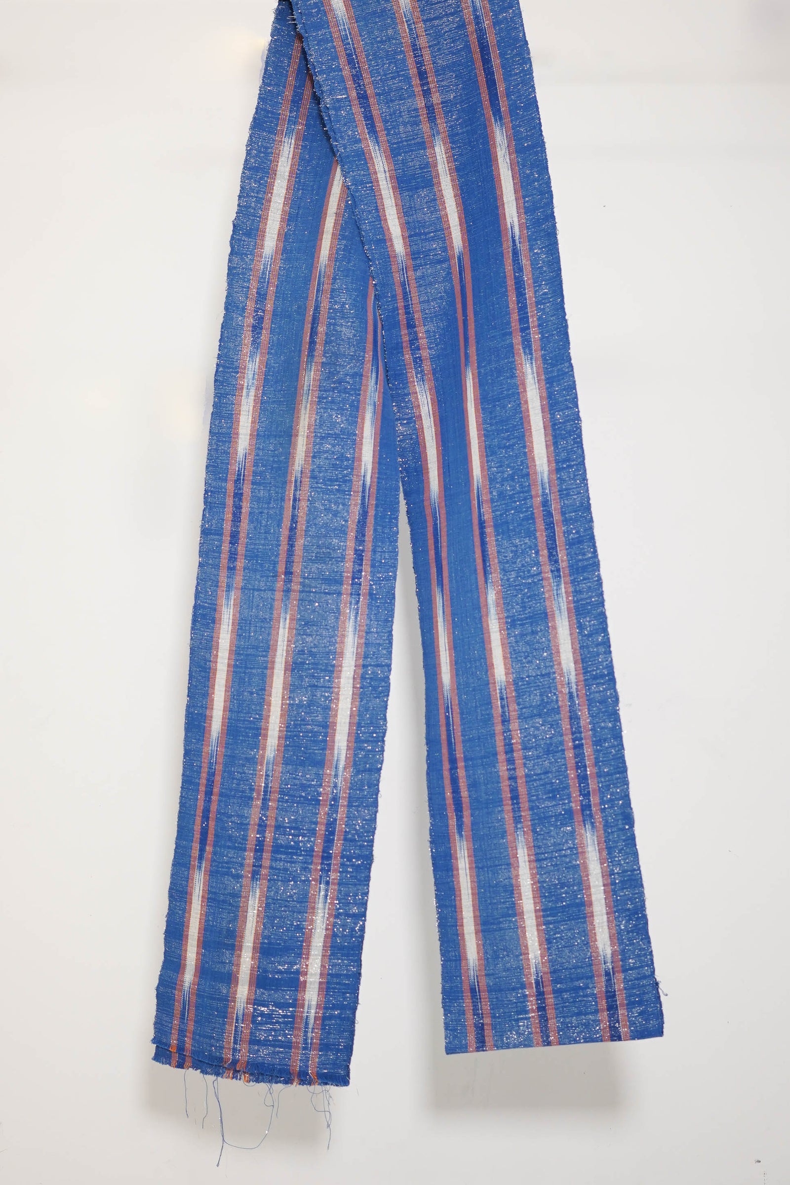 Metallic blue and orange handwoven strip cloth