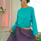 CUFF TOP IN TURQUOISE