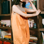 tangerine cotton poplin sleeveless baby doll dress