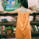 tangerine cotton poplin sleeveless baby doll dress