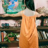 tangerine cotton poplin sleeveless baby doll dress