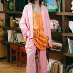 tangerine cotton poplin sleeveless baby doll dress