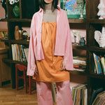 tangerine cotton poplin sleeveless baby doll dress