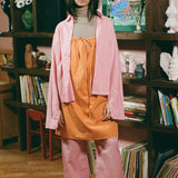 tangerine cotton poplin sleeveless baby doll dress