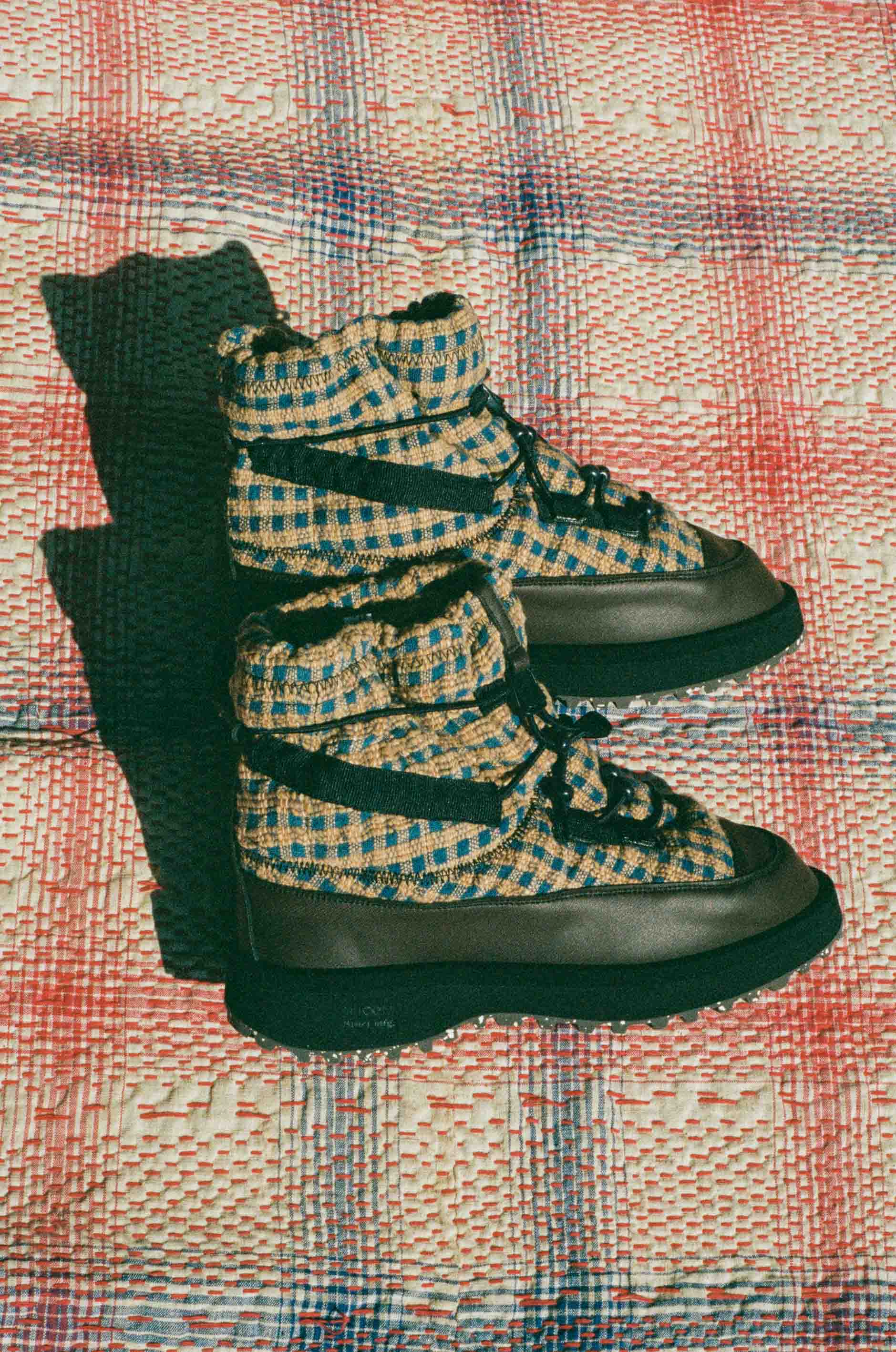 natural dye tall winter hiking slip on boot