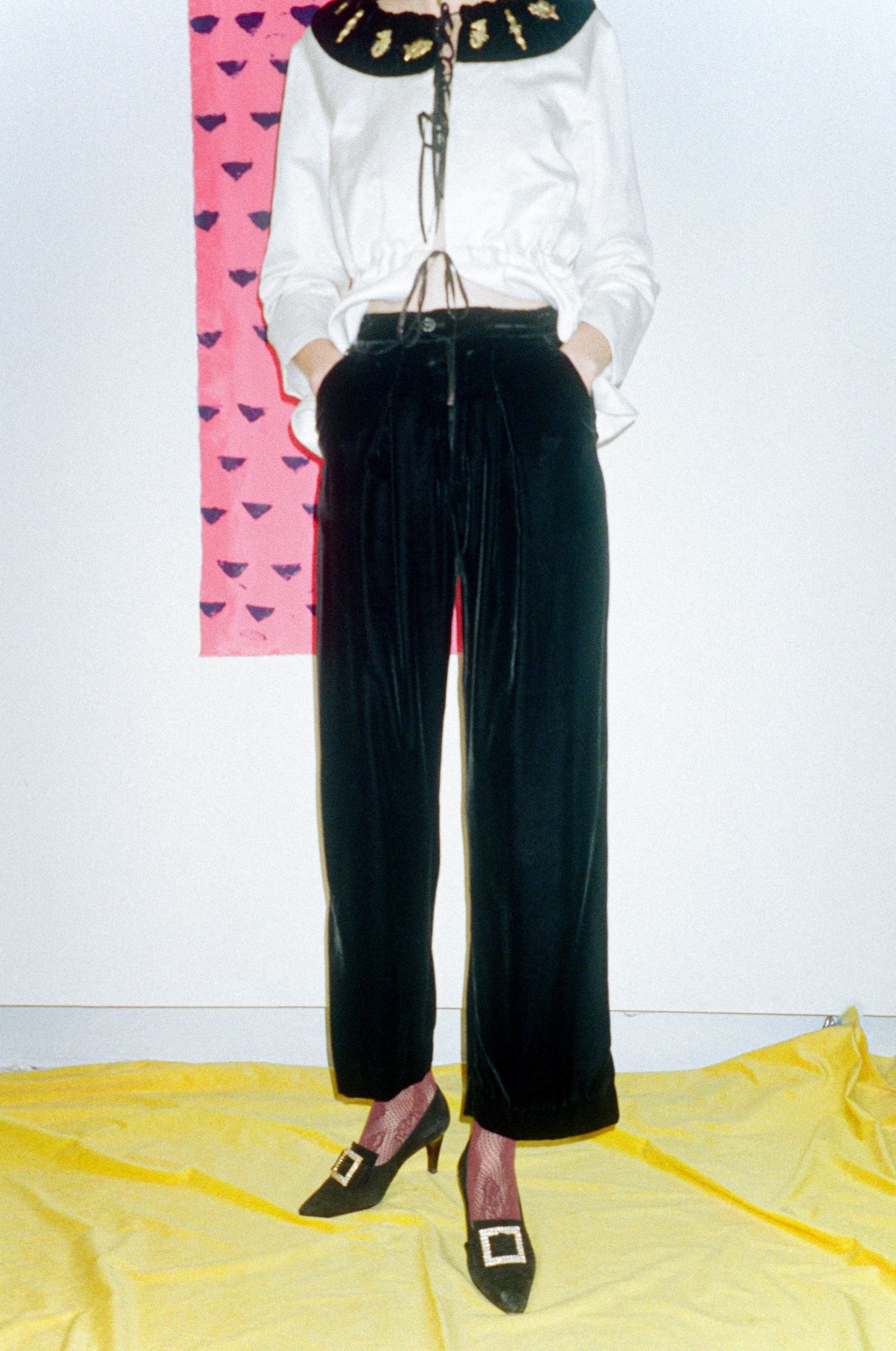 BOX-PLEAT TROUSER IN BLACK - 100% SILK