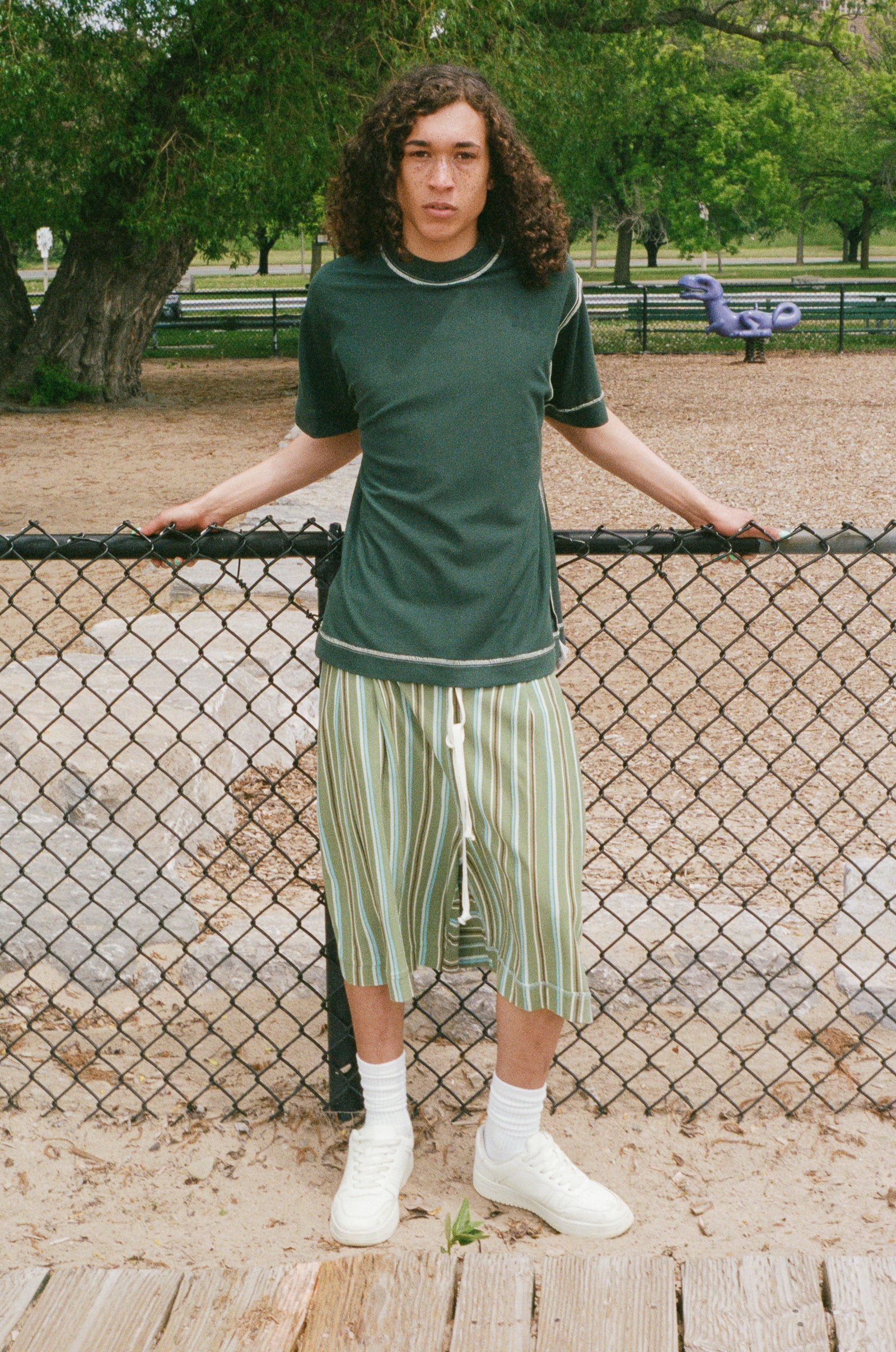 dark green jersey pique oversized tshirt