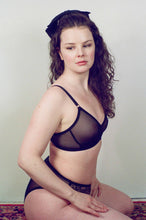 Load image into Gallery viewer, black nylon spandex mesh triangle bra