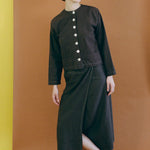 brown cotton straight cut shirt jacket
