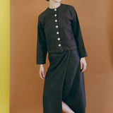 brown cotton straight cut shirt jacket