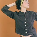 brown cotton straight cut shirt jacket