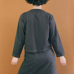 brown cotton straight cut shirt jacket