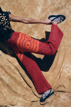 Load image into Gallery viewer, brushed wool red psychedelic spiral lounge pant