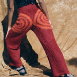 brushed wool red psychedelic spiral lounge pant